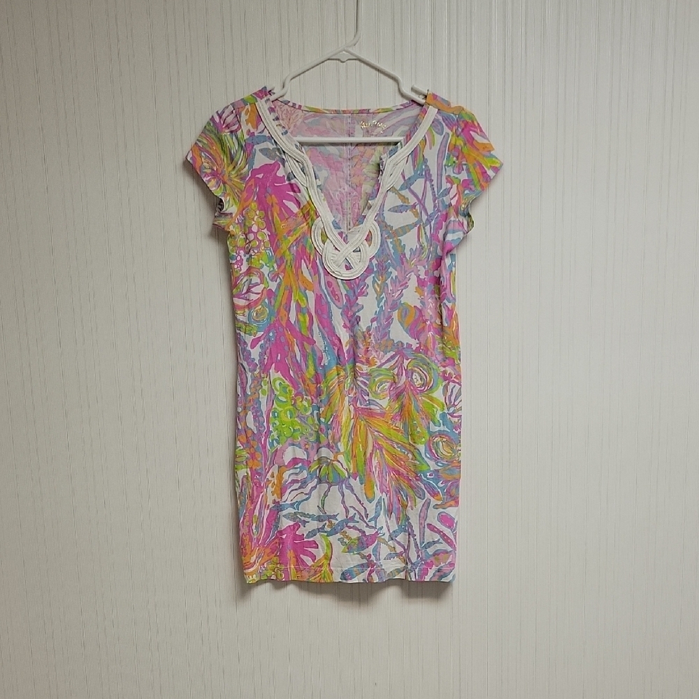 Lilly Pulitzer woman Vibrant Floral Mini Brewster Dress. Sz Small Pima Cotton.